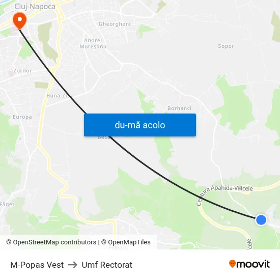 Harta de M-Popas Vest către Umf Rectorat