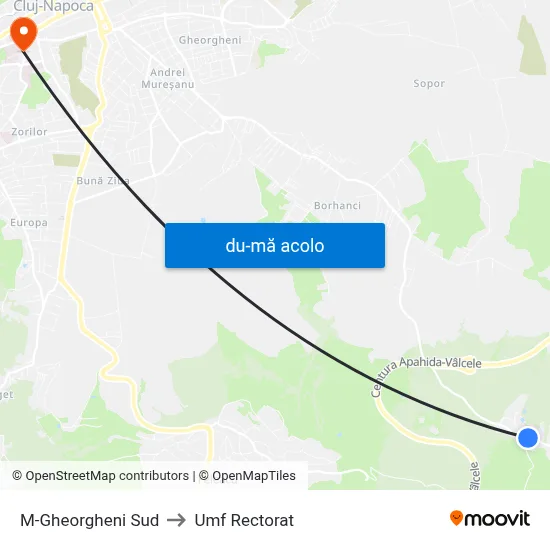 Harta de M-Gheorgheni Sud către Umf Rectorat