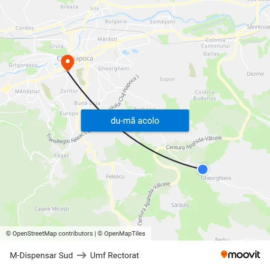 Harta de M-Dispensar Sud către Umf Rectorat