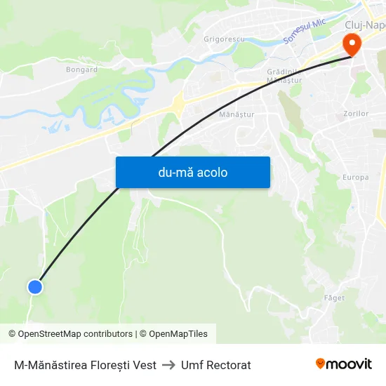 Harta de M-Mănăstirea Florești Vest către Umf Rectorat