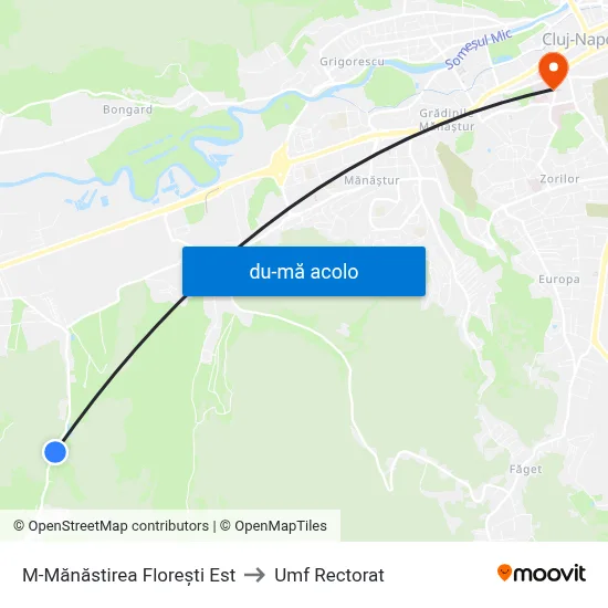 Harta de M-Mănăstirea Florești Est către Umf Rectorat