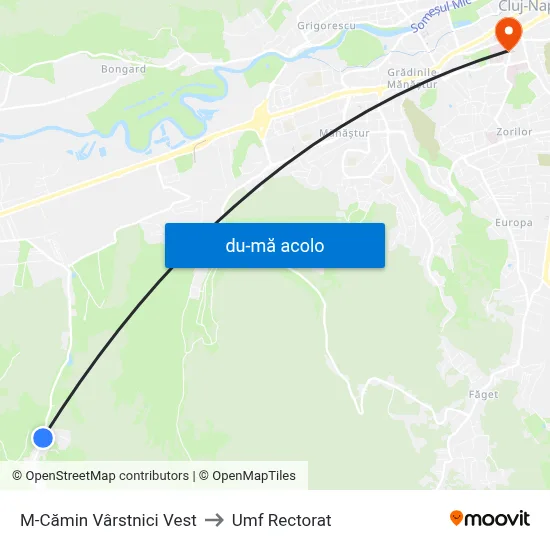 Harta de M-Cămin Vârstnici Vest către Umf Rectorat