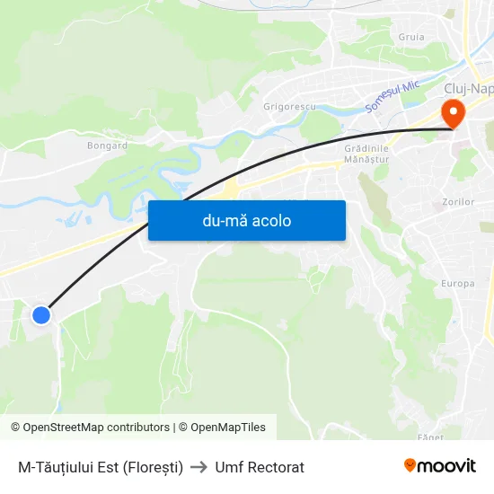 Harta de M-Tăuțiului Est (Florești) către Umf Rectorat