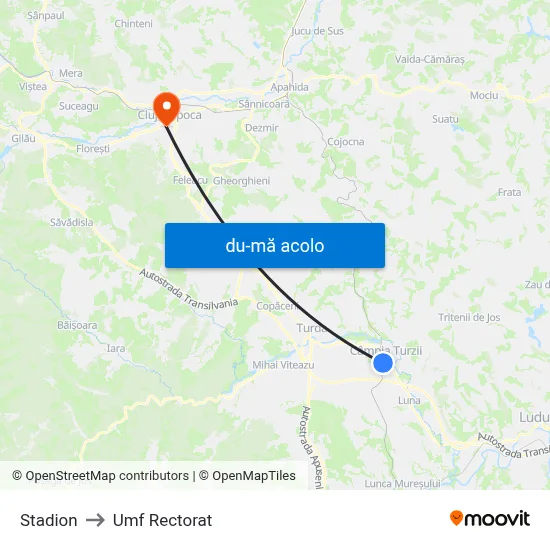 Harta de Stadion către Umf Rectorat