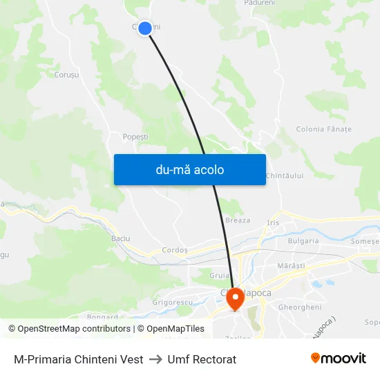 Harta de M-Primaria Chinteni Vest către Umf Rectorat