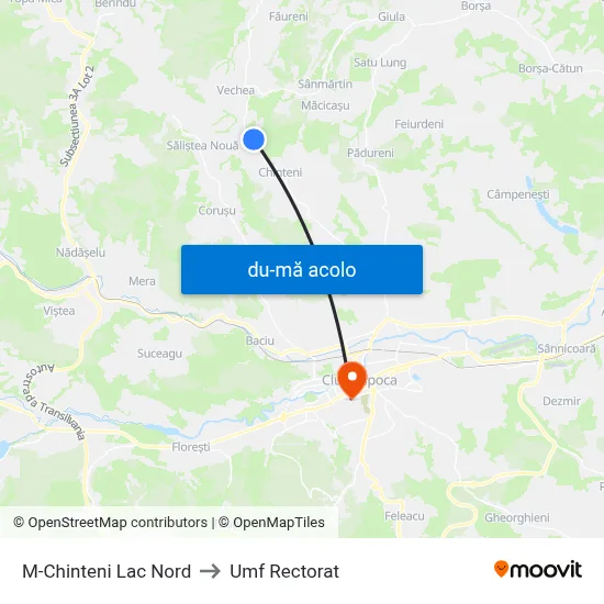 Harta de M-Chinteni Lac Nord către Umf Rectorat
