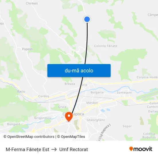 Harta de M-Ferma Fânețe Est către Umf Rectorat