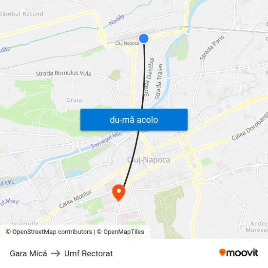 Harta de Gara Mică către Umf Rectorat