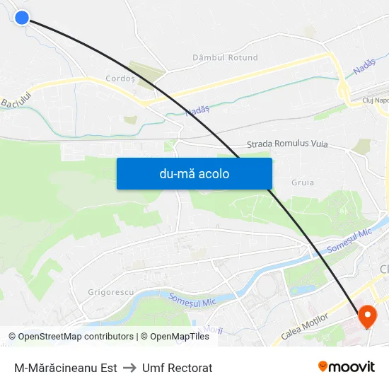 Harta de M-Mărăcineanu Est către Umf Rectorat