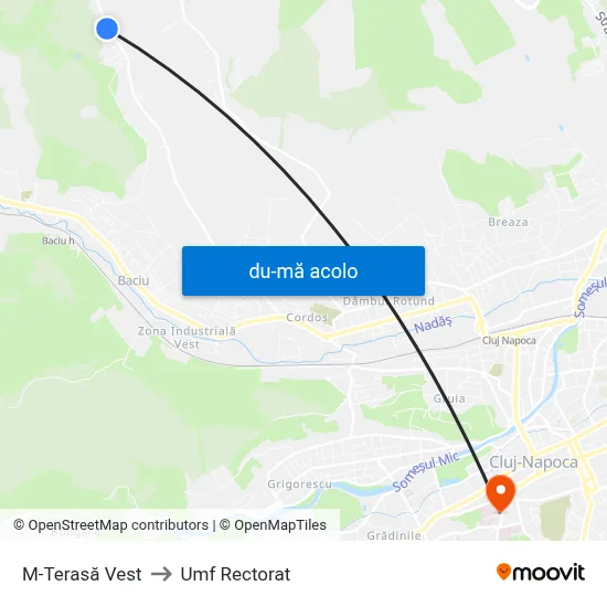 Harta de M-Terasă Vest către Umf Rectorat