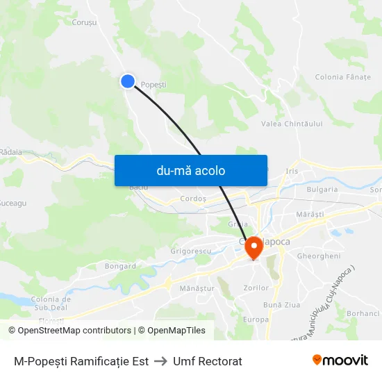 Harta de M-Popești Ramificație Est către Umf Rectorat
