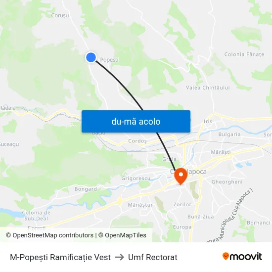 Harta de M-Popești Ramificație Vest către Umf Rectorat