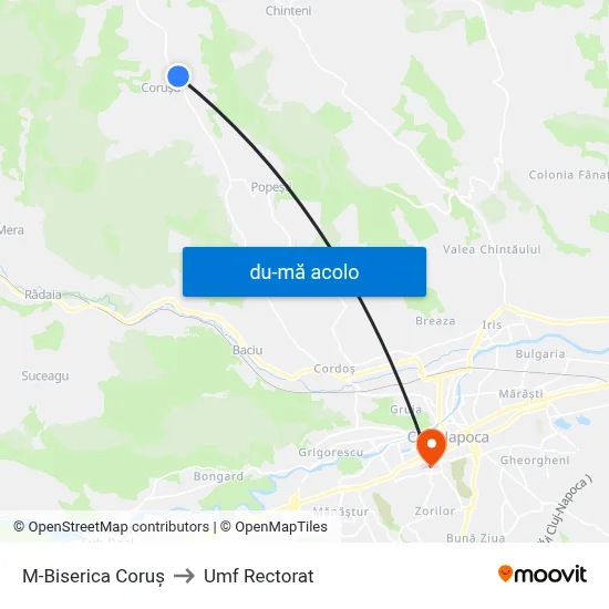 Harta de M-Biserica Coruș către Umf Rectorat