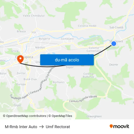Harta de M-Rmb Inter Auto către Umf Rectorat