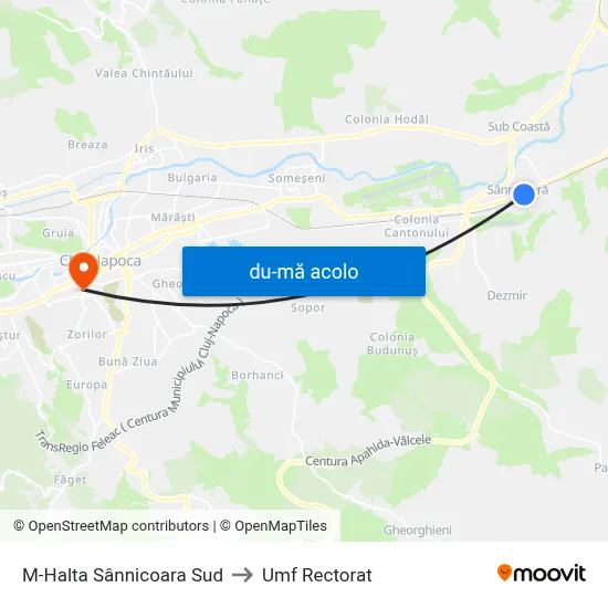 Harta de M-Halta Sânnicoara Sud către Umf Rectorat