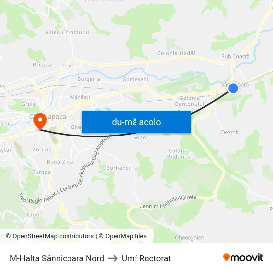 Harta de M-Halta Sânnicoara Nord către Umf Rectorat