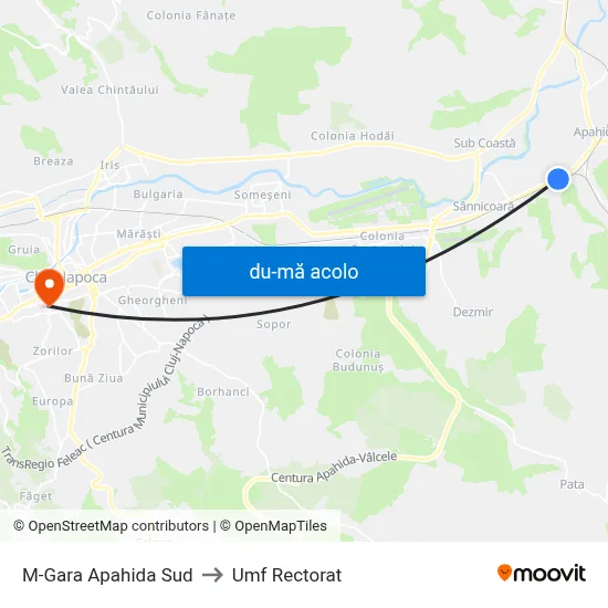 Harta de M-Gara Apahida Sud către Umf Rectorat