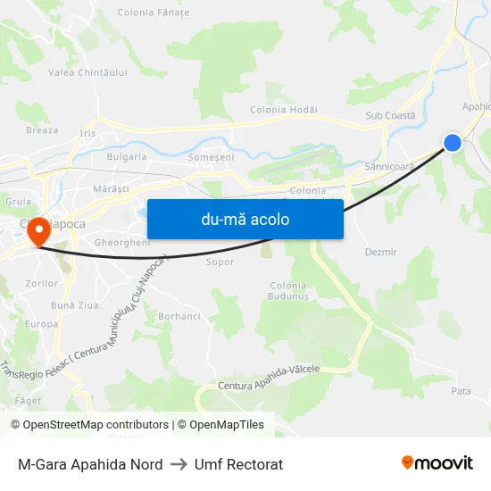 Harta de M-Gara Apahida Nord către Umf Rectorat