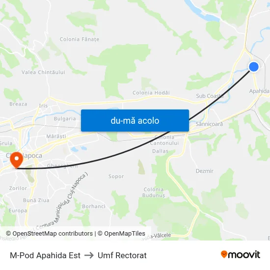 Harta de M-Pod Apahida Est către Umf Rectorat