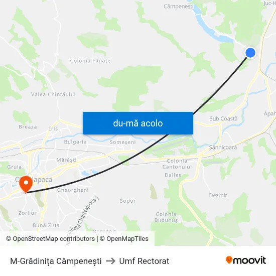 Harta de M-Grădinița Câmpenești către Umf Rectorat