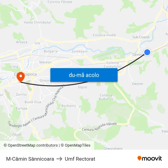 Harta de M-Cămin Sânnicoara către Umf Rectorat