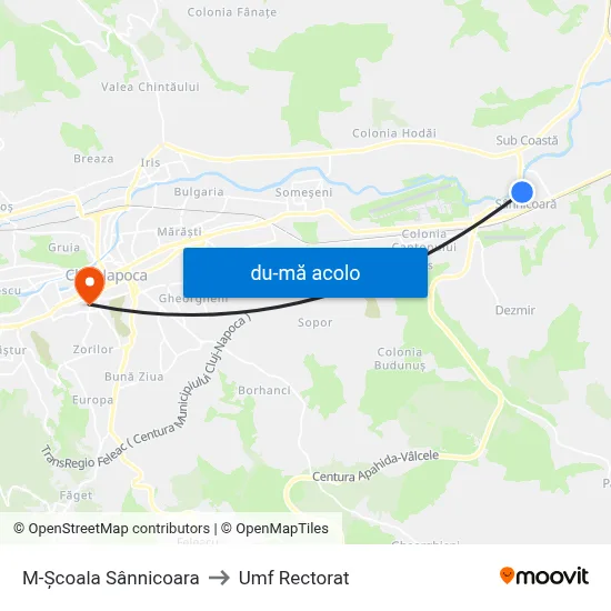 Harta de M-Școala Sânnicoara către Umf Rectorat