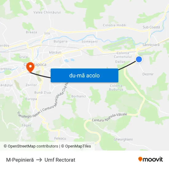 Harta de M-Pepinieră către Umf Rectorat