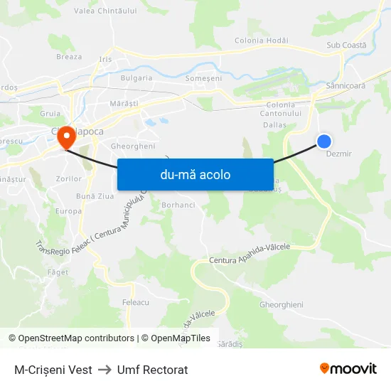 Harta de M-Crișeni Vest către Umf Rectorat