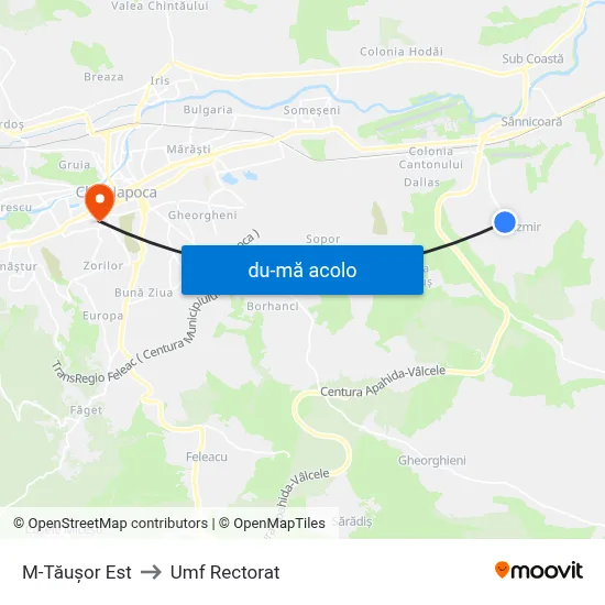 Harta de M-Tăușor Est către Umf Rectorat