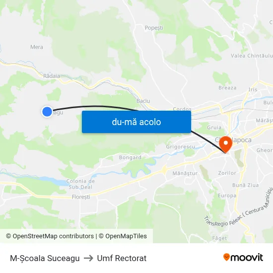 Harta de M-Școala Suceagu către Umf Rectorat