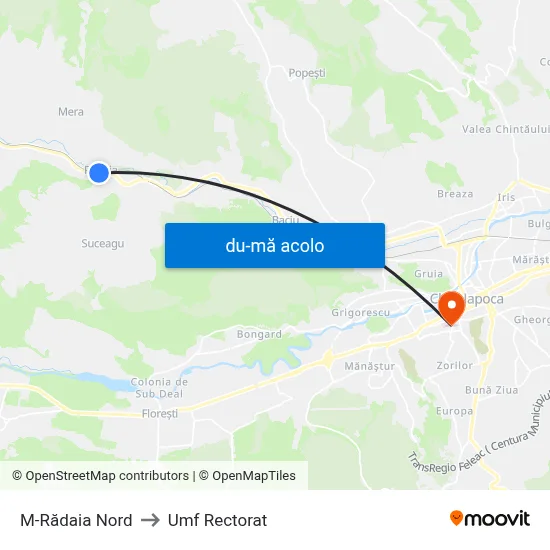 Harta de M-Rădaia Nord către Umf Rectorat