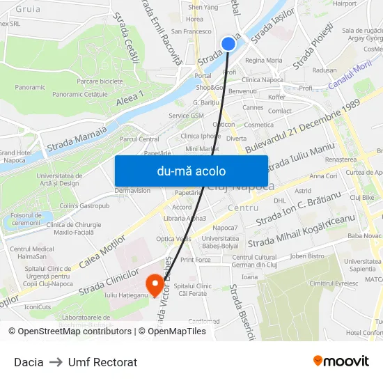 Harta de Dacia către Umf Rectorat