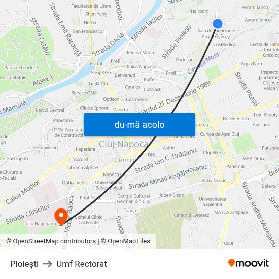 Harta de Ploiești către Umf Rectorat