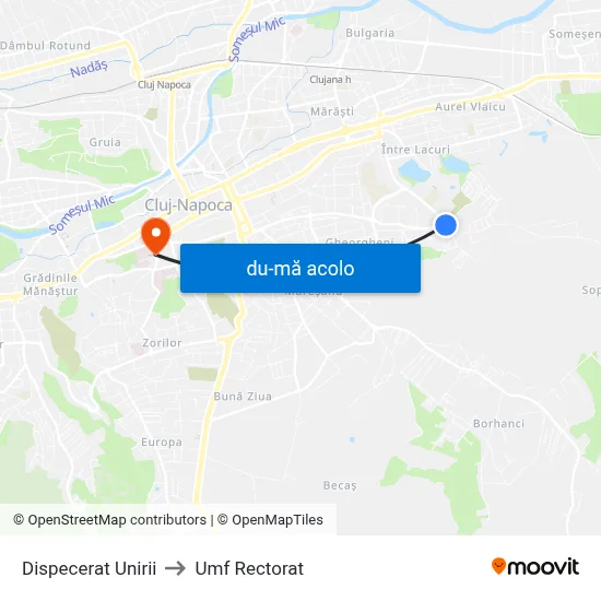 Harta de Dispecerat Unirii către Umf Rectorat