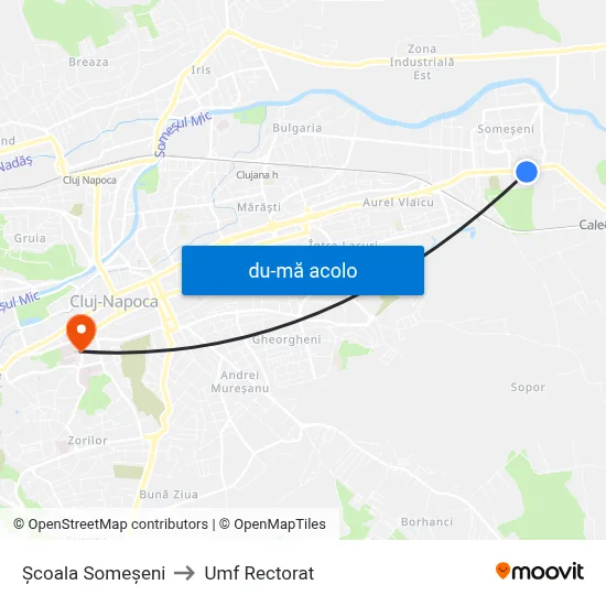 Harta de Școala Someșeni către Umf Rectorat