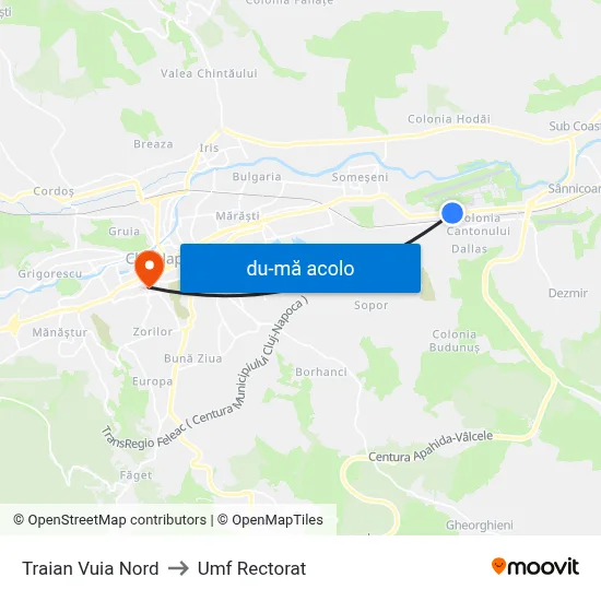 Harta de Traian Vuia Nord către Umf Rectorat
