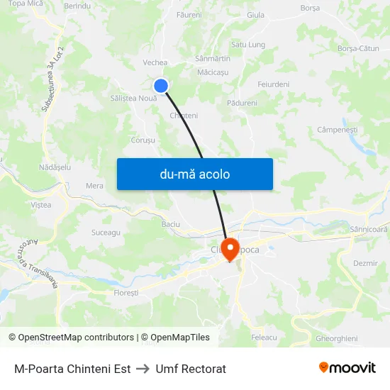 Harta de M-Poarta Chinteni Est către Umf Rectorat