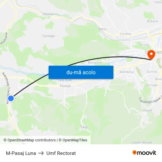 Harta de M-Pasaj Luna către Umf Rectorat