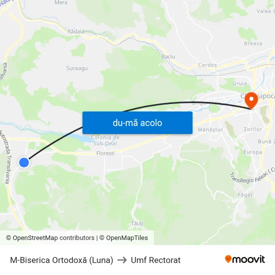 Harta de M-Biserica Ortodoxă (Luna) către Umf Rectorat