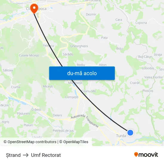 Harta de Ștrand către Umf Rectorat
