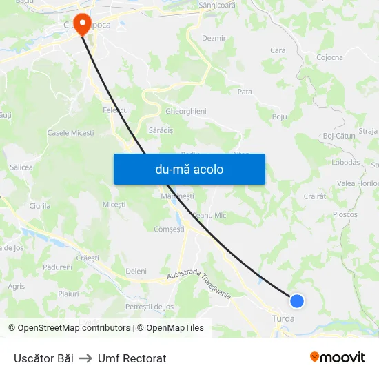 Harta de Uscător Băi către Umf Rectorat