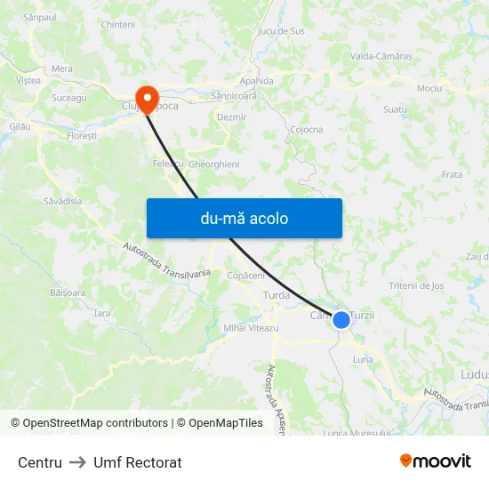 Harta de Centru către Umf Rectorat