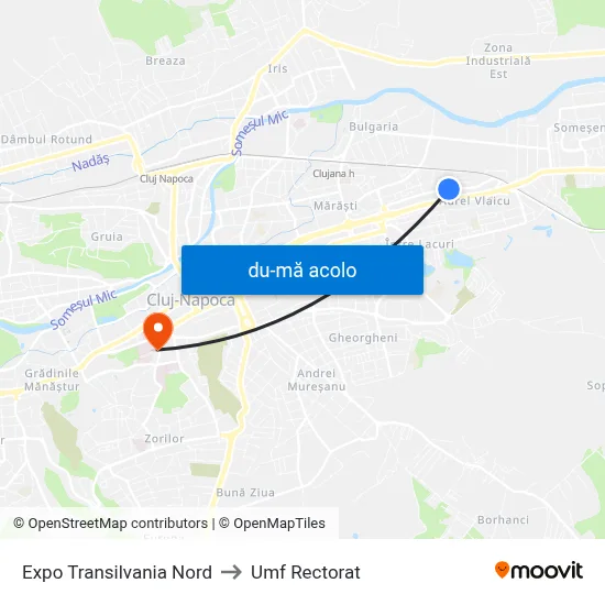Harta de Expo Transilvania Nord către Umf Rectorat