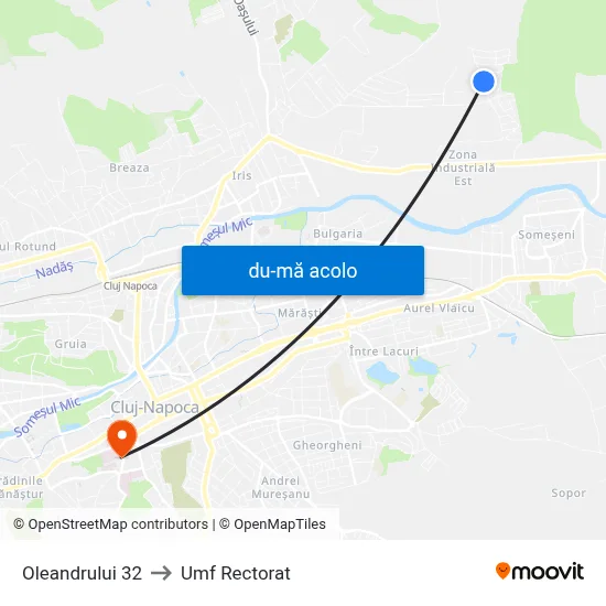 Harta de Oleandrului 32 către Umf Rectorat