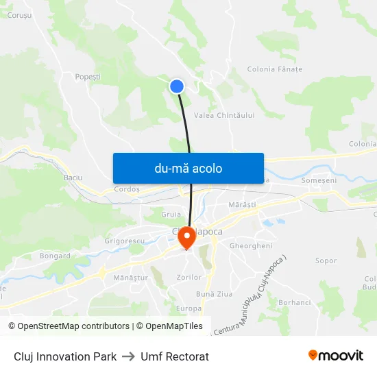 Harta de Cluj Innovation Park către Umf Rectorat