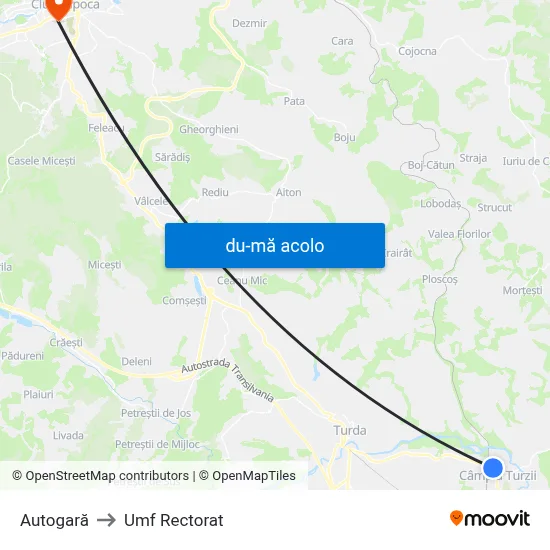 Harta de Autogară către Umf Rectorat