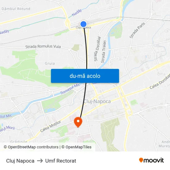 Harta de Cluj Napoca către Umf Rectorat