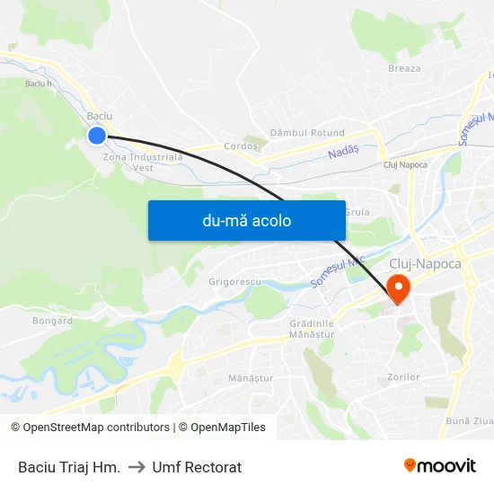 Harta de Baciu Triaj Hm. către Umf Rectorat