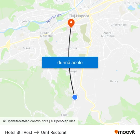 Harta de Hotel Stil Vest către Umf Rectorat