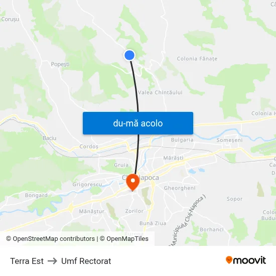 Harta de Terra Est către Umf Rectorat